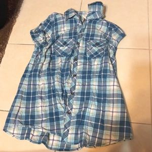 plaid blue short sleeve